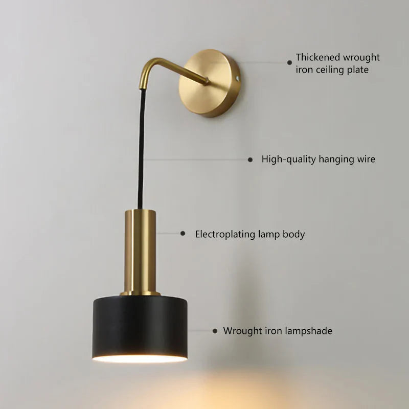 Afralia™ Nordic Modern Wall Lamp Black Gold Indoor Sconce Light for Home Decor