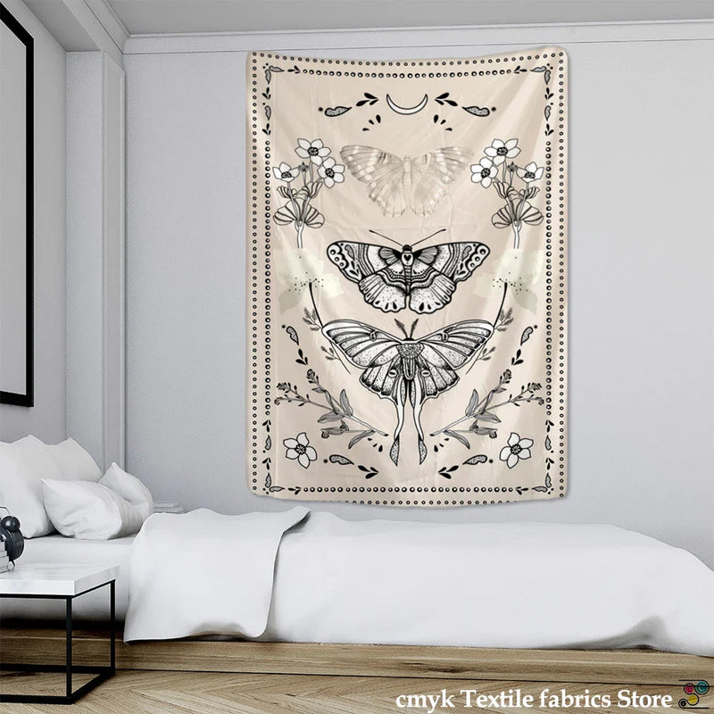 Psychedelic Butterfly Tarot Tapestry for Bohemian Witchcraft Decor by Afralia™