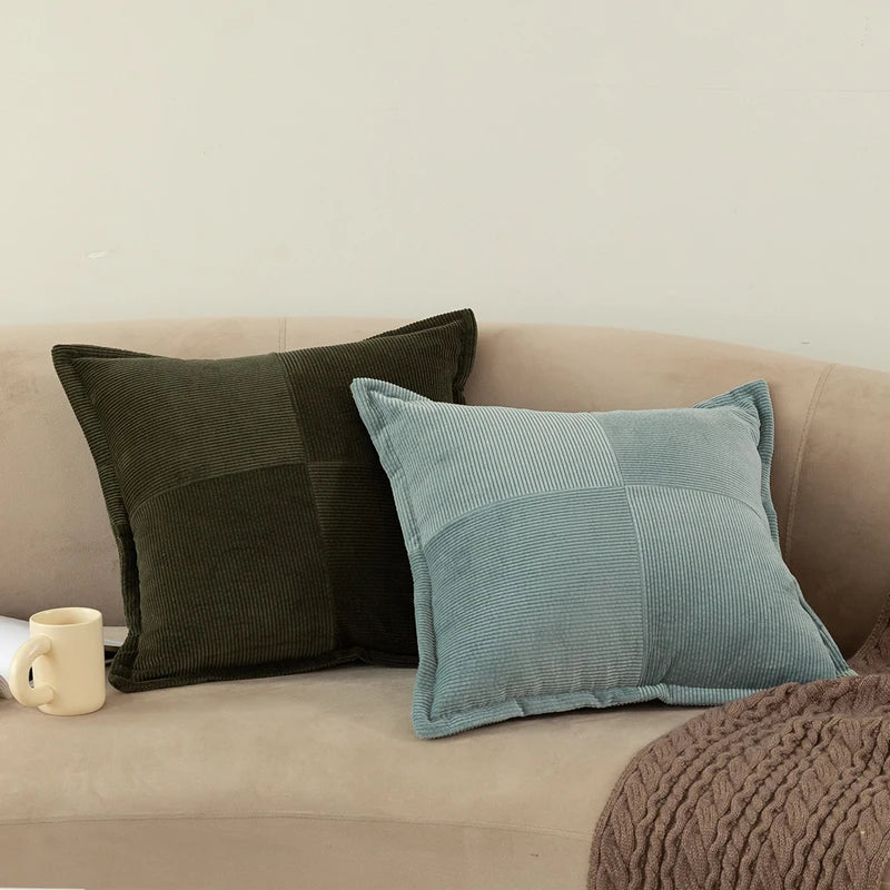 Afralia™ Corduroy Pillow Cover 45x45cm Modern Soft Solid Cushion for Home Sofa Bed