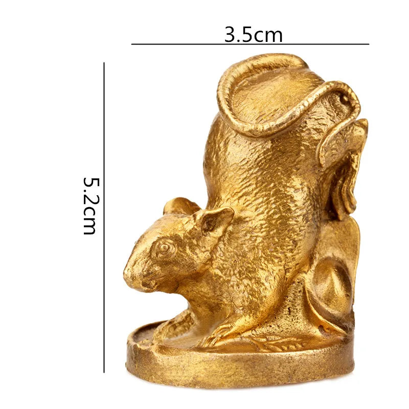 Afralia™ Retro Brass Zodiac Animal Sculpture. Chinese Modern Home Decor Craft.