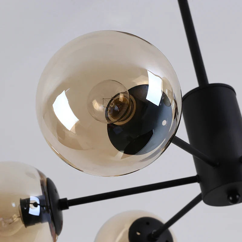 Afralia™ Black/Gold Glass Pendant Light for Living Room Bedroom Restaurant