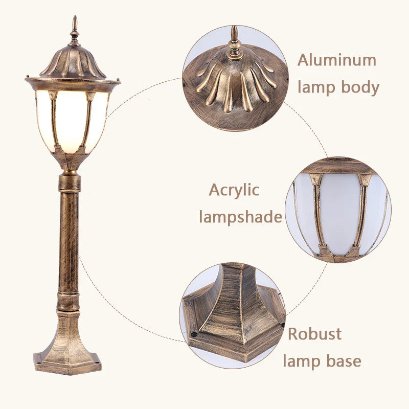 Afralia™ Vintage Aluminum Lawn Lamp for Outdoor Waterproof Garden Lighting