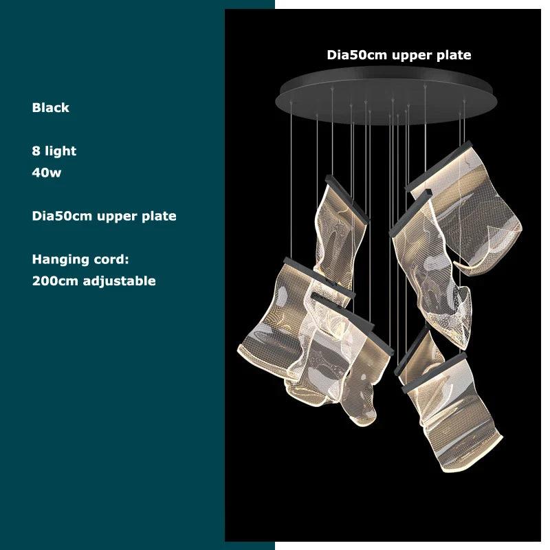 Afralia™ Golden Love Paper Chandelier: Postmodern LED Designer Lighting for Foyer