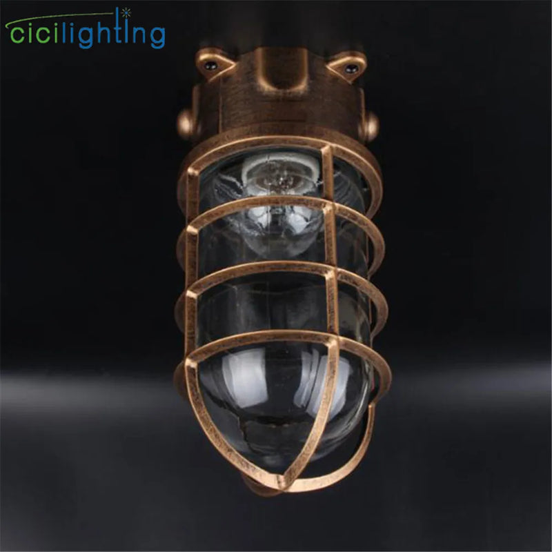 Afralia™ Clear Glass Jar Ceiling Lamp for Bathroom Kitchen Outdoor - Waterproof Caged Mount