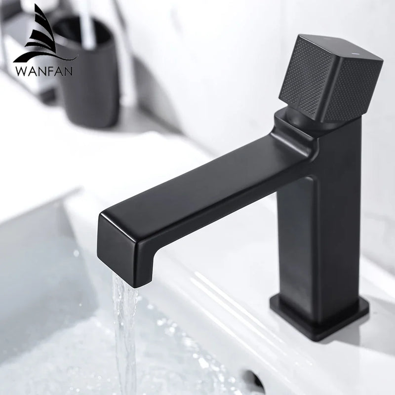 Afralia™ Black Brass Basin Faucet Hot Cold Water Mixer Chrome Finish