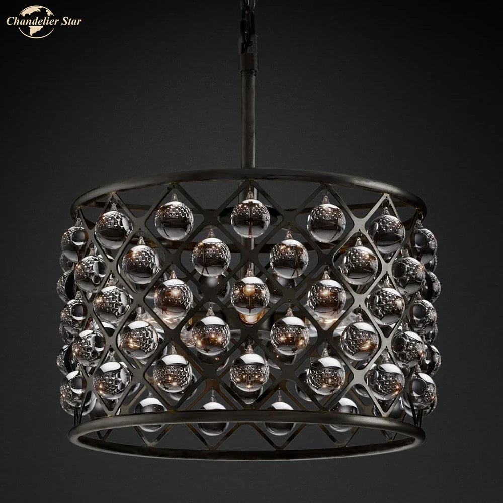 Afralia™ Classic Round Glass LED Chandelier for Home and Hotel Decoration