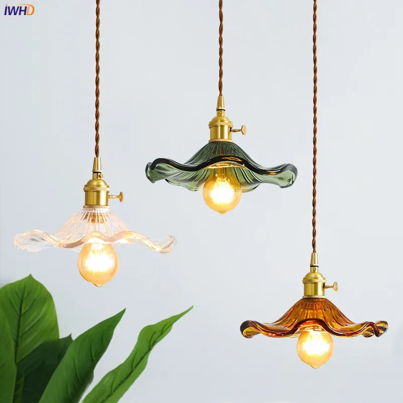 Afralia™ Glass Copper LED Pendant Light: Nordic Style Colorful Lamp for Home and Bar