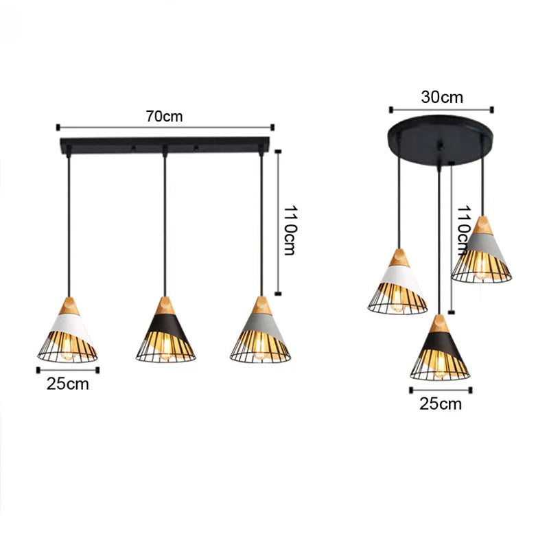 Afralia™ Industrial Loft Wood Pendant Light, Nordic Iron Hanging Lamp for Kitchen, Bedroom, Dining Room