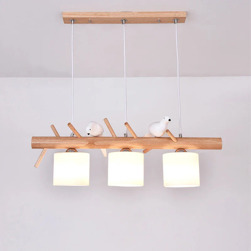 Afralia™ Nordic Wood LED Pendant Chandelier for Dining Room, Bedroom & Living Room