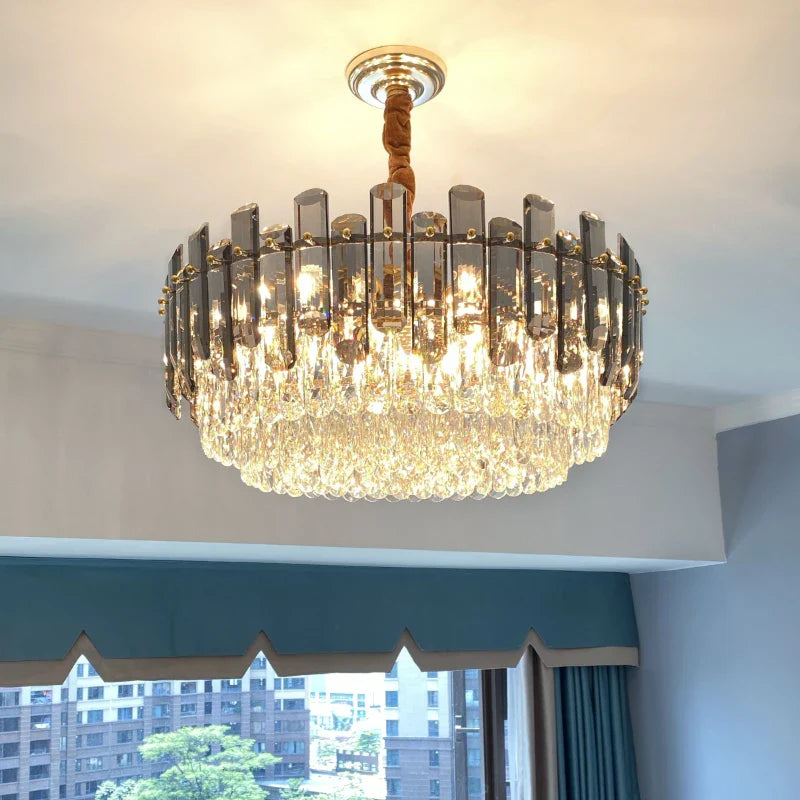 Afralia™ Round Crystal Kitchen Living Room Ceiling Lamp Atmospheric Modern Dining Bedroom Light