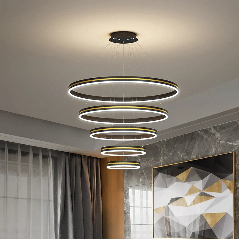 Afralia™ Modern Circle Pendant Chandelier for Living Room, Kitchen, and Loft