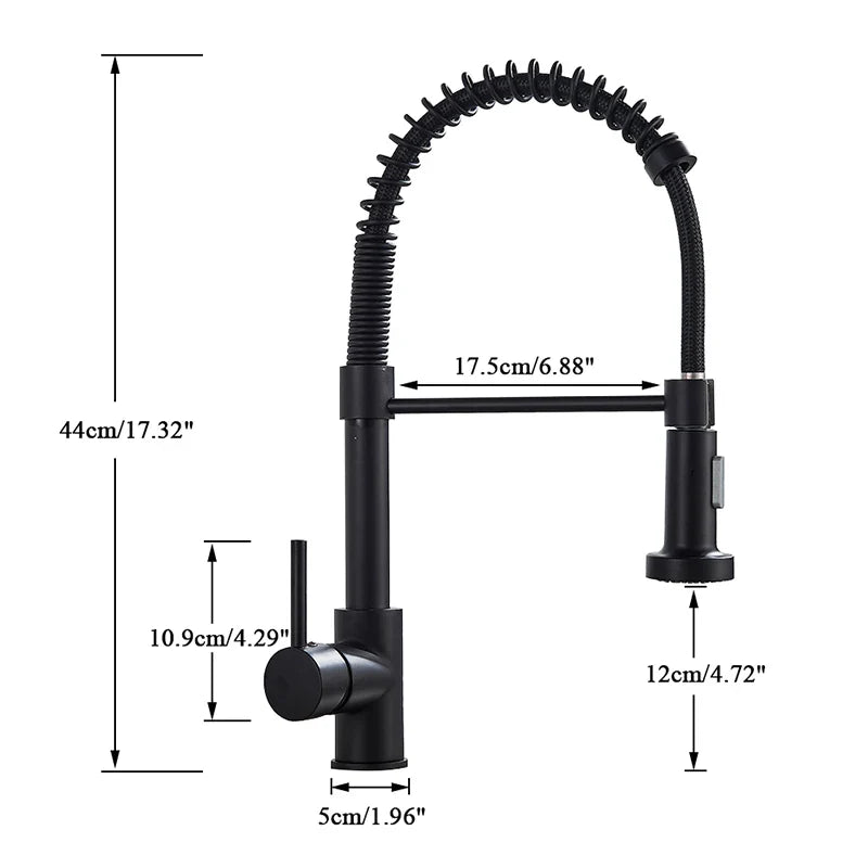 Afralia™ Matte Black Kitchen Sink Faucet 360° Rotation Spring Hot Cold Water Mixer Tap