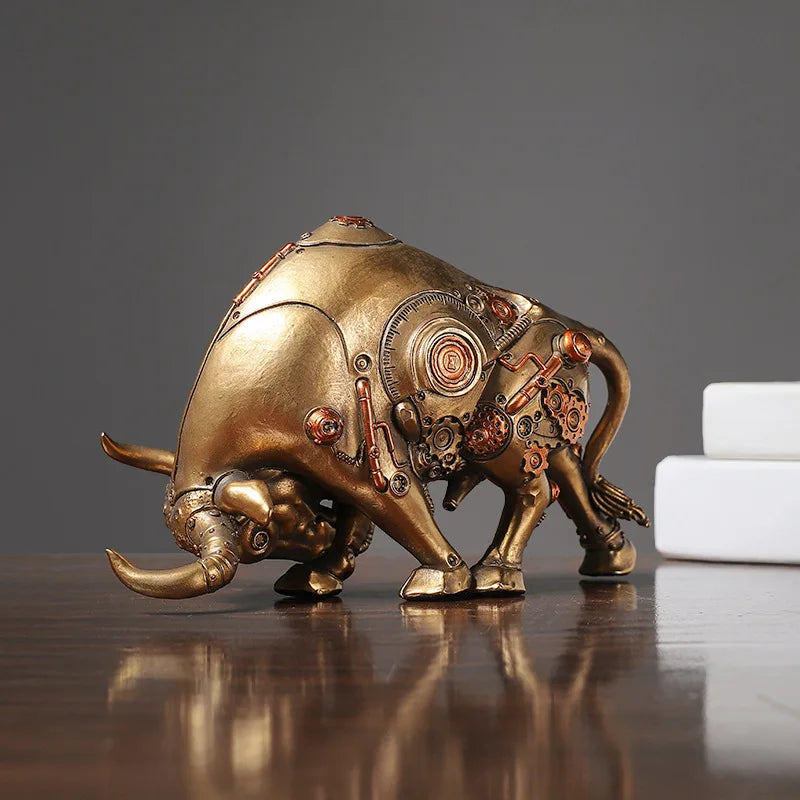 Afralia™ Steampunk Bull Statues Resin Figurines Living Room Office Decoration