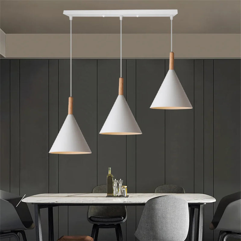 Afralia™ Wood Pendant Light Domeshade for Home Kitchen Island Nordic Hanging Lamp