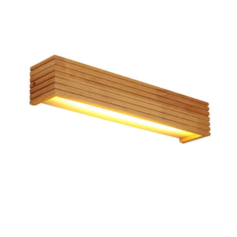 Afralia™ Oak Wood LED Wall Sconce Modern Japanese Style Bedroom Light