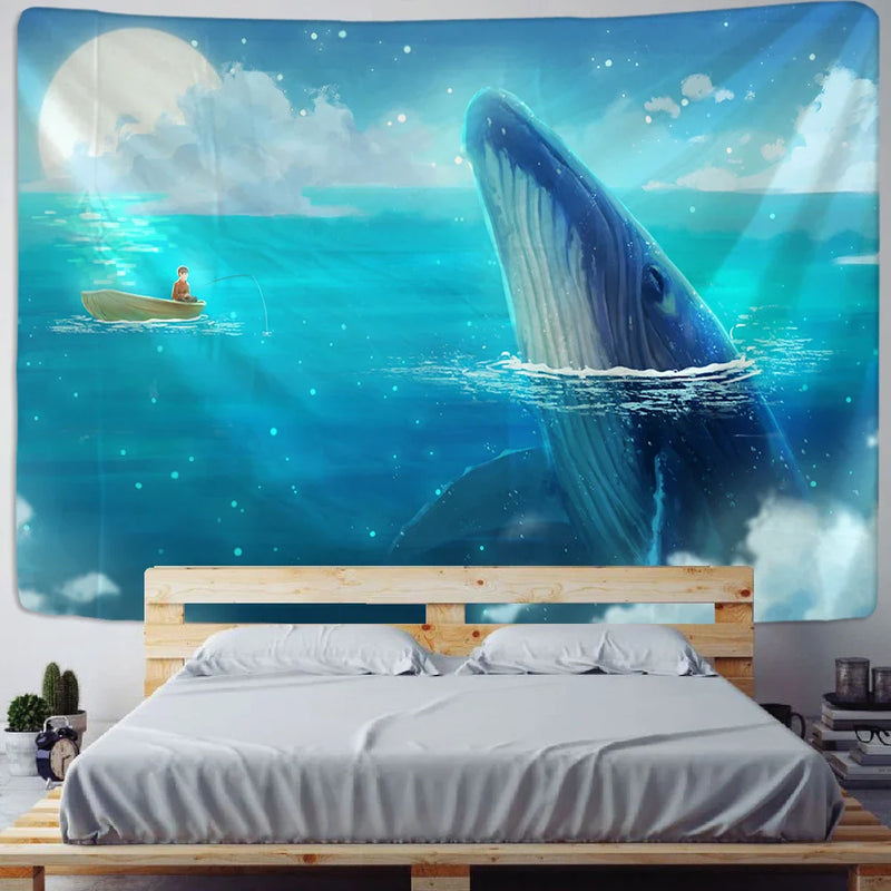 Afralia™ Ocean Whale Mandala Tapestry Beach Picnic Mat Home Decor