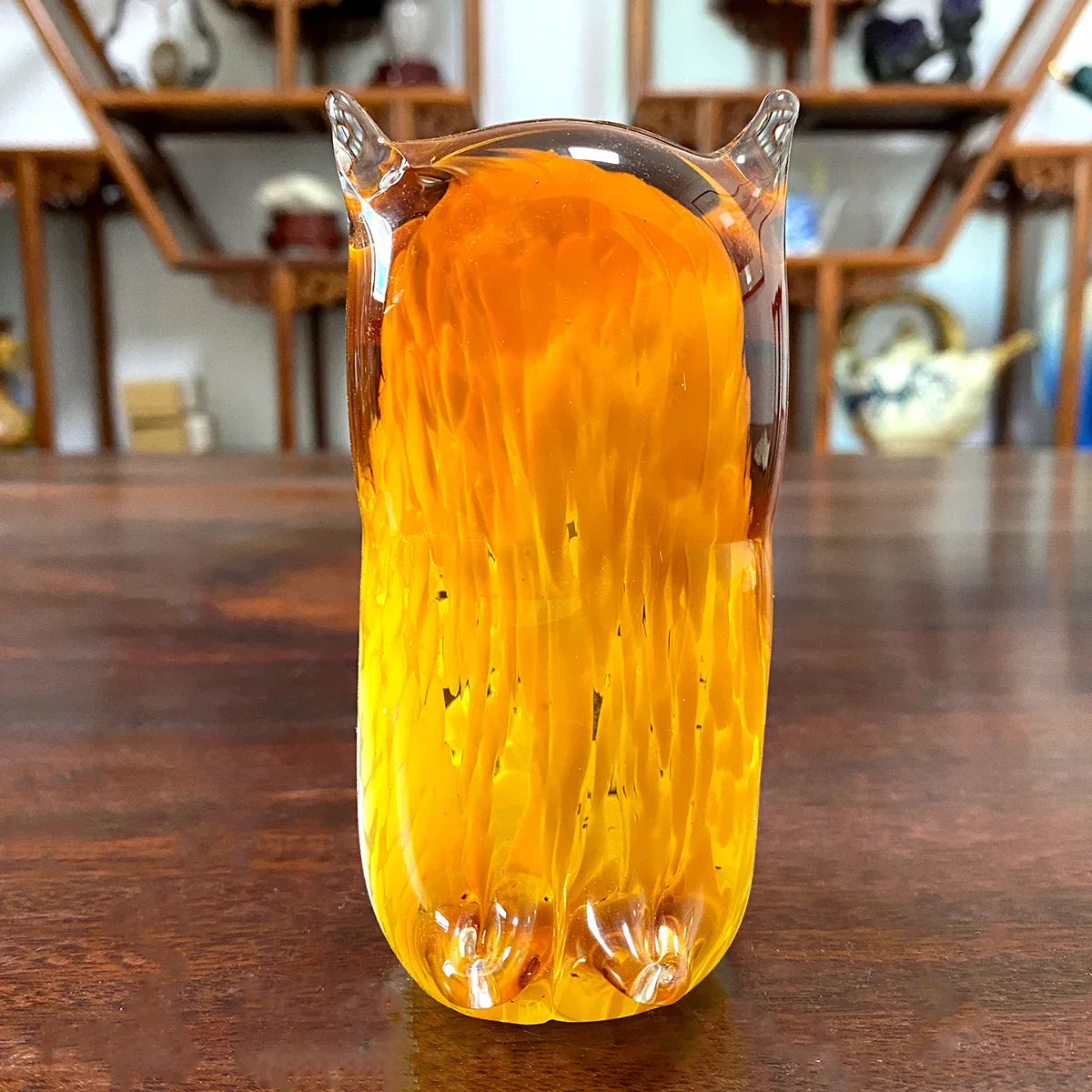 Afralia™ Owl Glass Figurines Collection: Hand Blown Wild Animal Sculpture Table Ornament