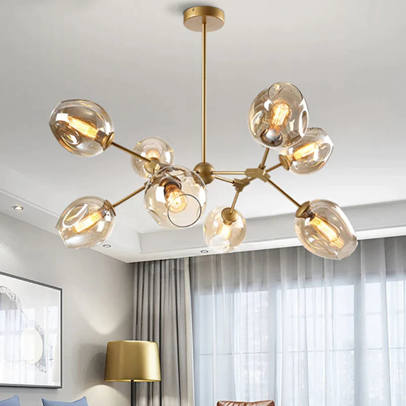 Afralia™ Glass Chandelier: Nordic LED Pendant Lighting for Home Decor & Restaurant Dining