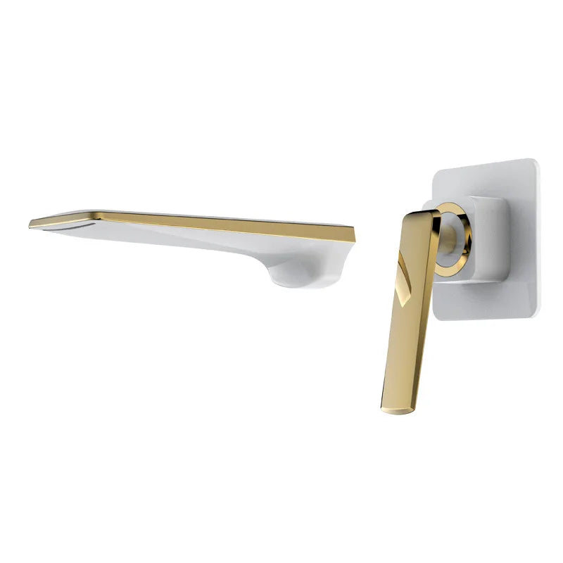 Afralia™ Rose Gold & Black Basin Faucet Set: In-Wall Waterfall Mixer Tap