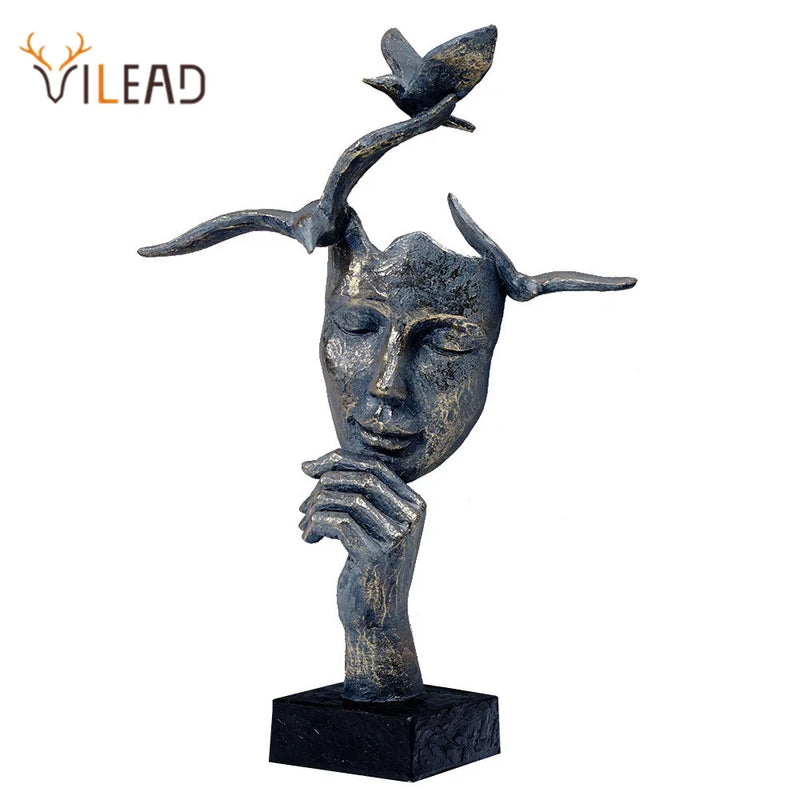 Afralia™ Resin Bird Head Sculpture Vintage Statue for Home Office Decor