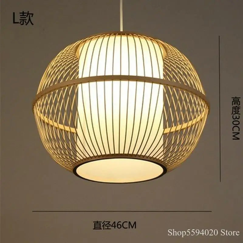 Afralia™ Japanese Bamboo Chandelier Lights for Bedroom Living Room Tea Room Zen Lamps