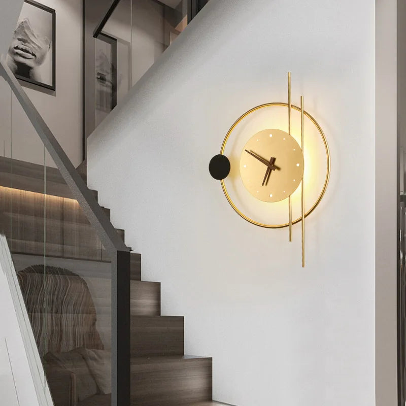 Afralia™ Nordic LED Art Clock Design Wall Sconce for Aisle Bedroom Living Room Lighting