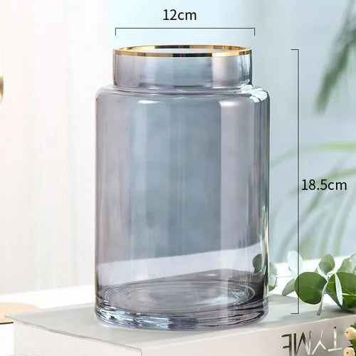 Afralia™ Gold Glass Vase Hydroponic Plant Flowers Living Room Dining Table Decor