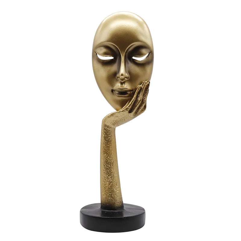 Afralia™ Lady Face Abstract Art Sculpture Resin Ornaments for Home Decor