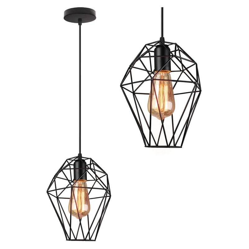 Afralia™ Birdcage Diamond Ceiling Pendant Light Chandelier for Home Living Room Decor