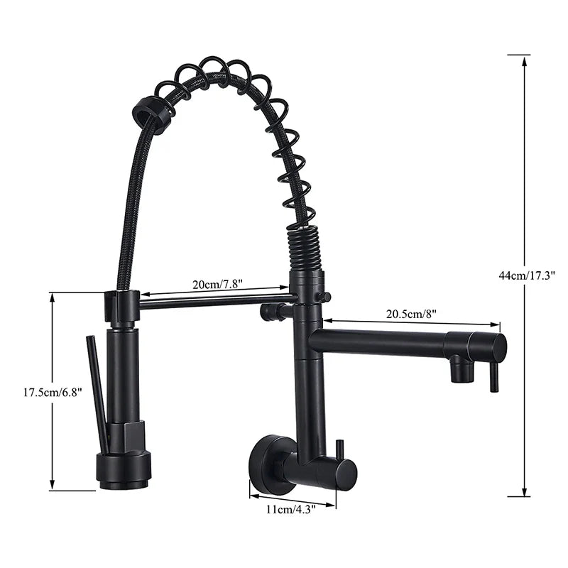 Afralia™ Matte Black Pull Down Kitchen Faucet with Dual Spouts