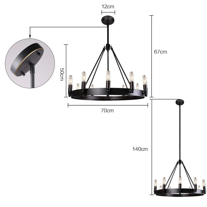 Afralia™ Industrial Vintage Iron Chandelier Pendant Lights for Kitchen Bedroom Living Room