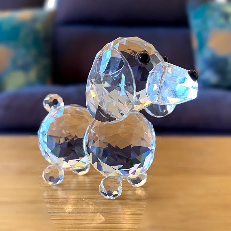 Afralia™ Crystal Dog Figurine: Cut Glass Paperweight Ornament Statue, Kids Animal Gift