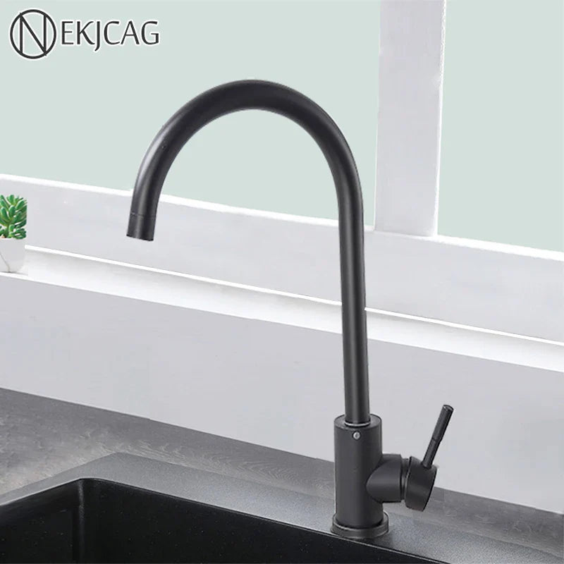 Afralia™ Matte Black Kitchen Sink Faucet 360 Rotate Single Handle Mixer Taps