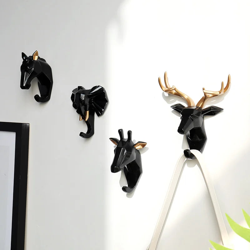 Resin Animals Head Wall Hook for Decorative Hanging by Afralia™