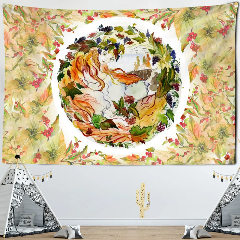 Afralia™ PlantFlower Tapestry Wall Hanging: Bohemian Hippie Room Decor