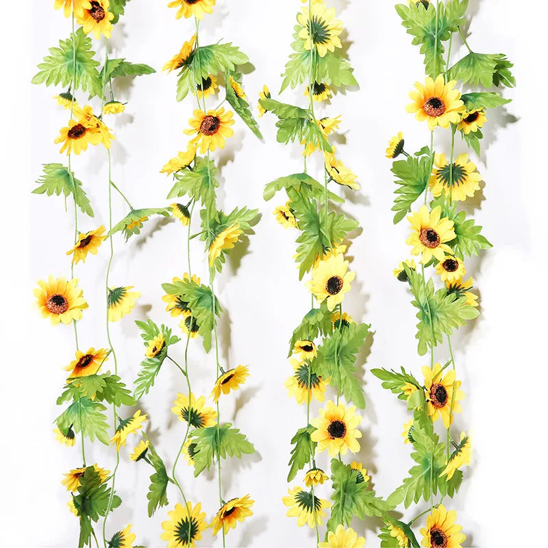 Afralia™ Sunflower Rattan Silk Flower Air Conditioning Pipe Decoration