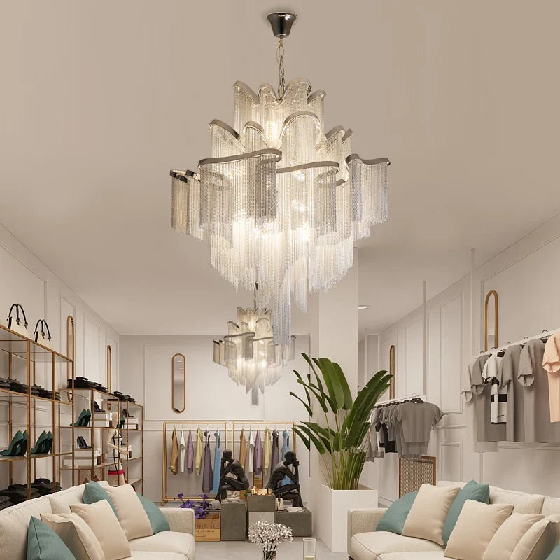 Afralia™ Retro Vintage LED Aluminum Chandelier Lighting in Gold Chrome Silver