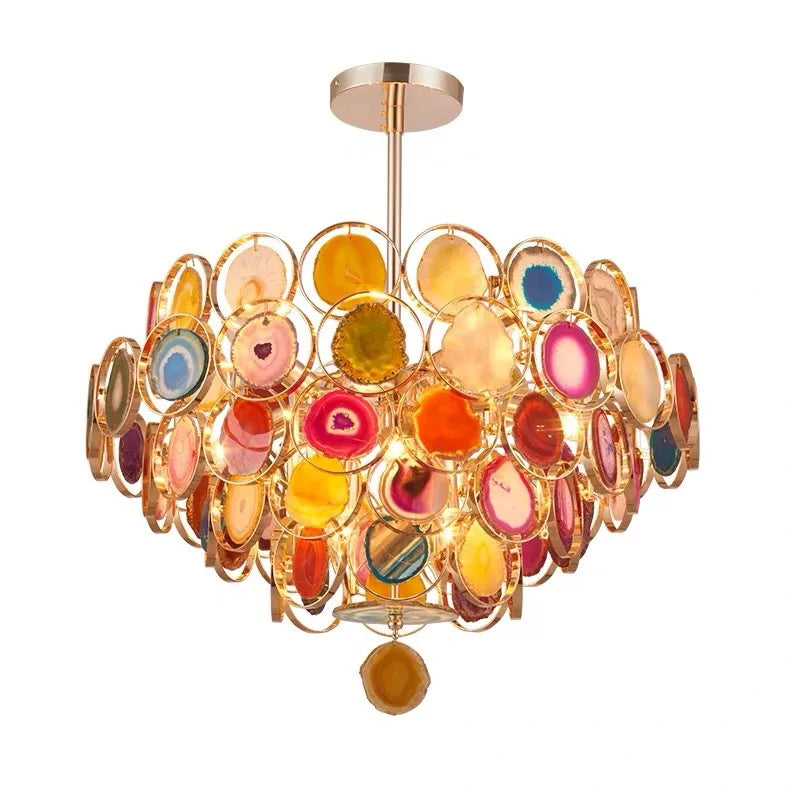 Afralia™ LED Agate Chandelier - Modern Colorized Designer Lighting for Foyer & Dining Room