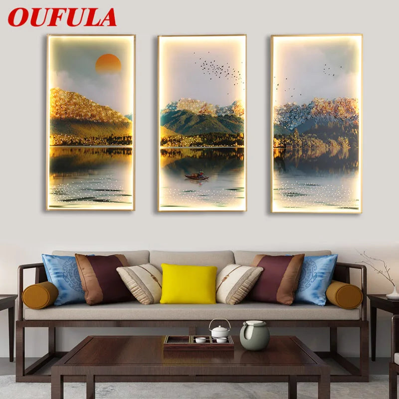 Afralia™ Landscape Painting LED Wall Sconces Suite