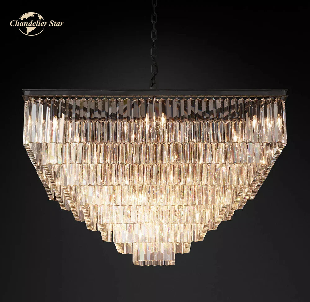 Afralia™ Modern Crystal LED Chandelier: Odeon Square Lustre Pendant Light Fixture