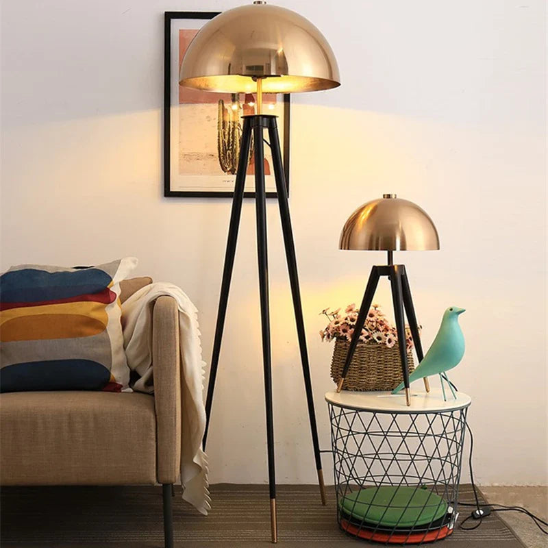 Afralia™ Coyote Gold Tripod Floor Lamp for Home Decor in Living Room or Bedroom
