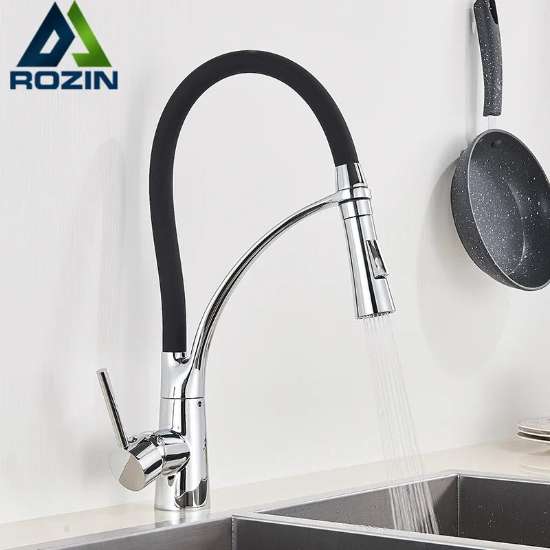 Afralia™ Black Hose Kitchen Faucet with Single Handle and Pull Down Sprayer