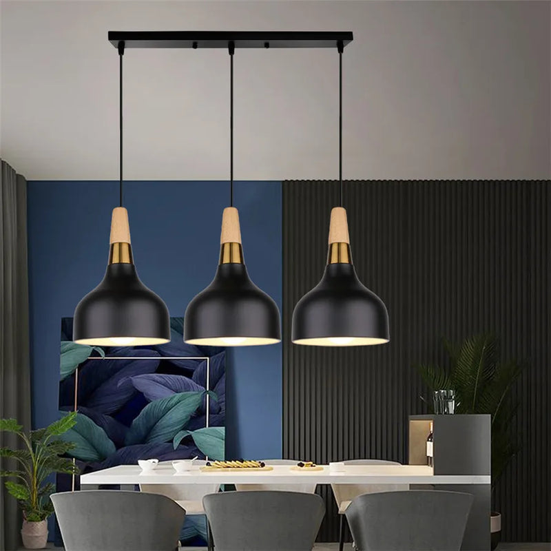 Afralia™ Wood LED Pendant Lights | Nordic Kitchen Restaurant Hanging Lamps