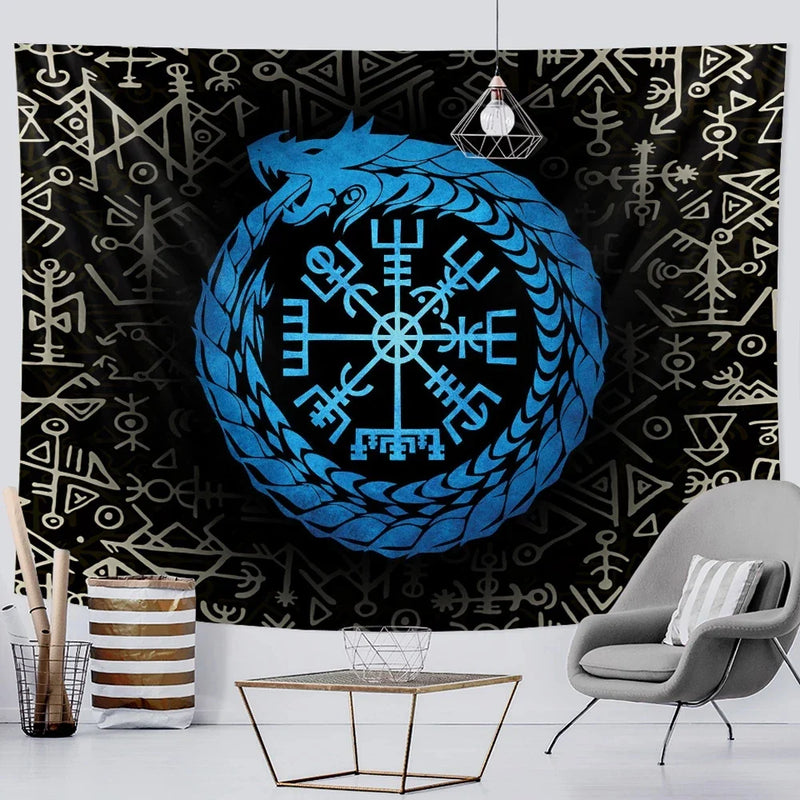 Afralia™ Viking Symbol Tapestry: Mystical Wall Art & Bohemian Home Decor