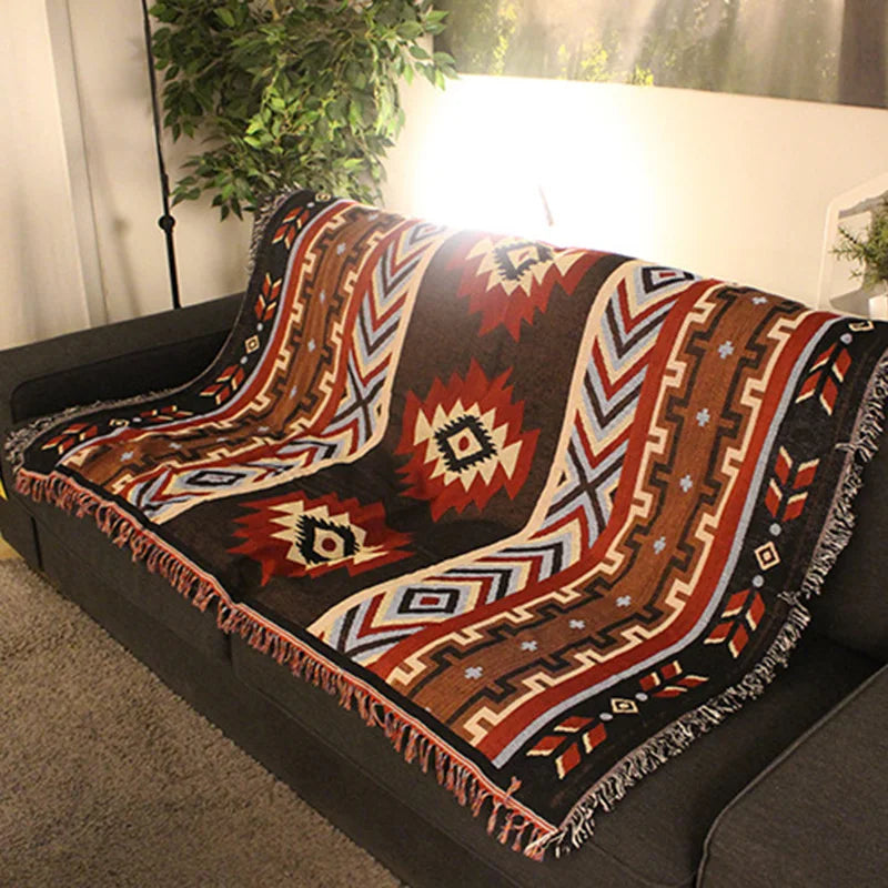 Afralia™ National Retro Indian Geometry Totem Tapestry - Cozy Sofa Blanket