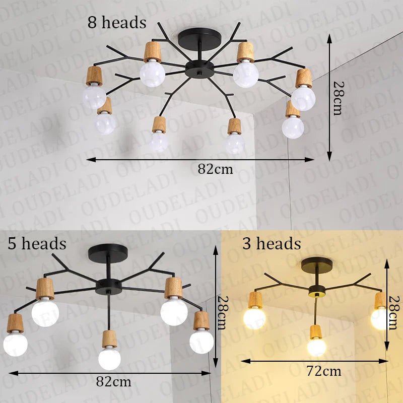 Afralia™ Loft Wooded Ceiling Lamp Retro Edison Bulb Vintage Light Fixtures