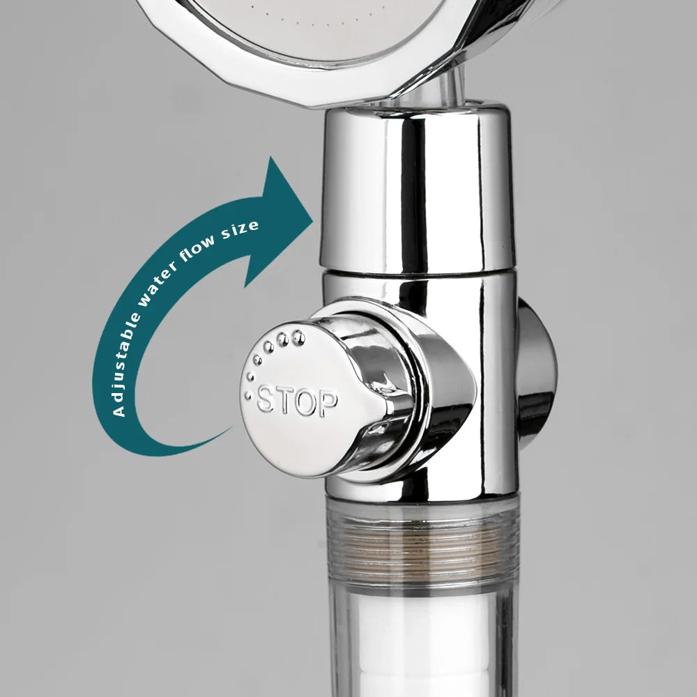 Afralia™ Propeller Shower Head with Stop Button and Fan for High Pressure Handheld Shower