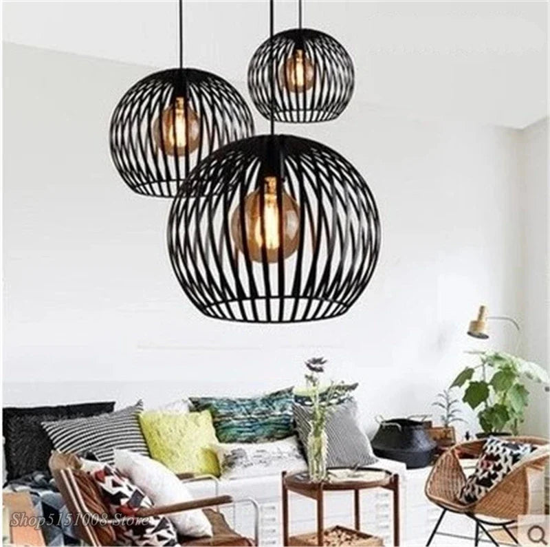 Afralia™ Vintage Birdcage Pendant Lamps | Modern Iron Hanging Light for Home Decor