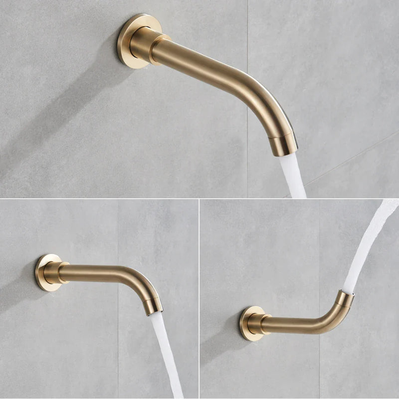 Afralia™ Golden Bathtub Faucet with Rotating Spout and Wall Mount - Plastic Hand Shower