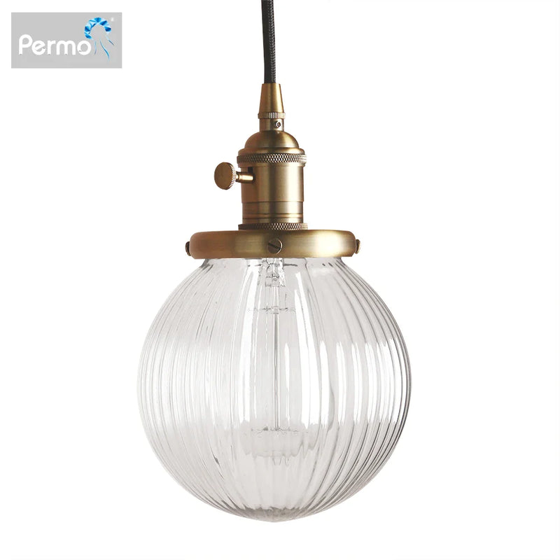 Afralia™ Clear Glass Globe Pendant Lights E27 Hanglamp for Living Room Loft